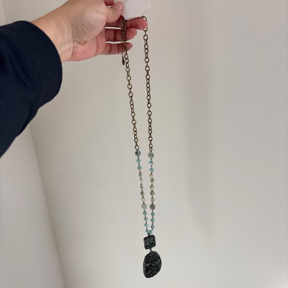 Dylan Jewelry Darby Necklace African Turquoise Double Stone Pendant NWT